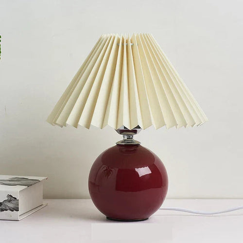 Elegancka Lampa Stołowa Szklana Vintage z Plisowanym Abażurem do Salonu i Sypialni – Ciepłe Światło i Klasyczny Design 0