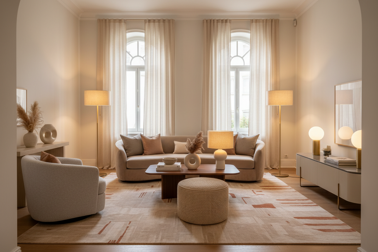 Beautiful living room with attractive lamps